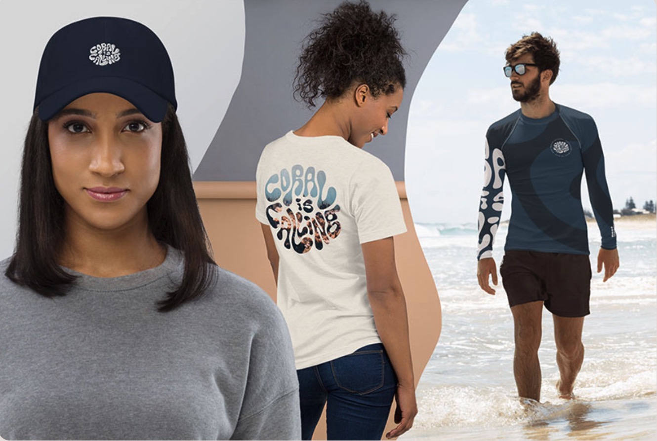 Reef Rescue Network merchandise - hats, shirts, and rash guards